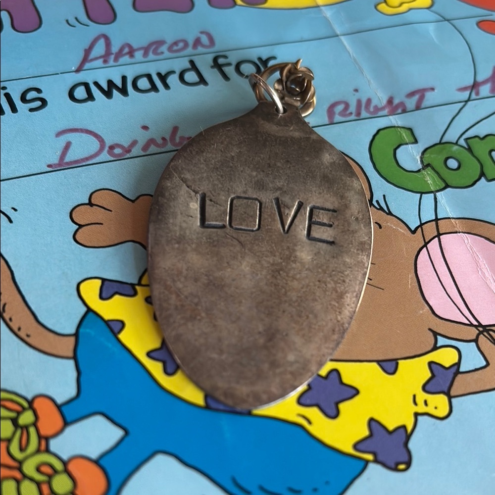 Silver "Love" Rose Pendant for necklace-- 1.5 inches